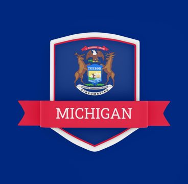 Michigan flag with banner