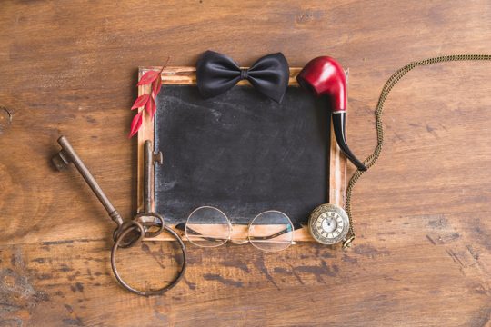 Fathers day composition with accessories on slate